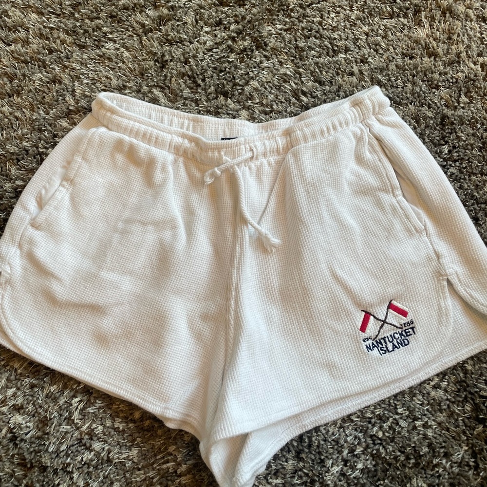 Brandy Melville Waffle white shorts “Nantucket Island” One size